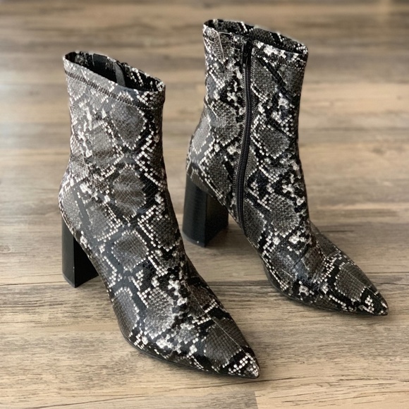 Jeffrey Campbell Shoes - Jeffrey Campbell Snake Print Block Heel Bootie